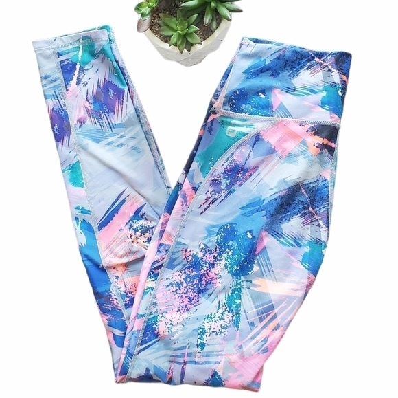 Fabletics Leggings Size XS Multi Color Abstract Geometric Size Tie Dye - Picture 1 of 10